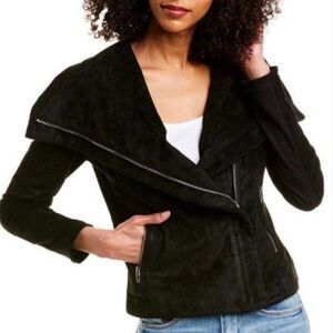 SL8 by Blank NYC Black Faux Suede Asymmetric Moto Zip Women's Jacket (Size M)